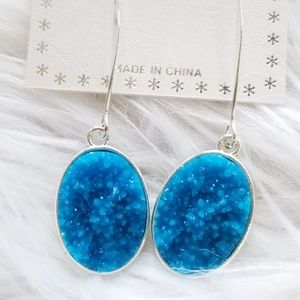 Silver faux stone earrings